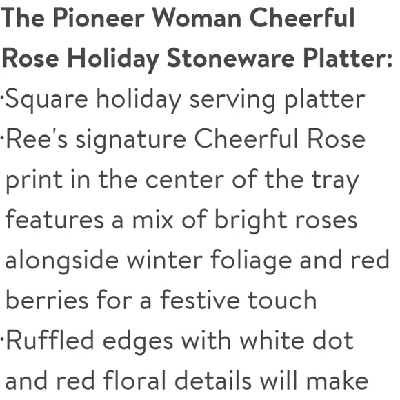 🎄2022 New Pioneer Woman Cheerful Rose Holiday Platter